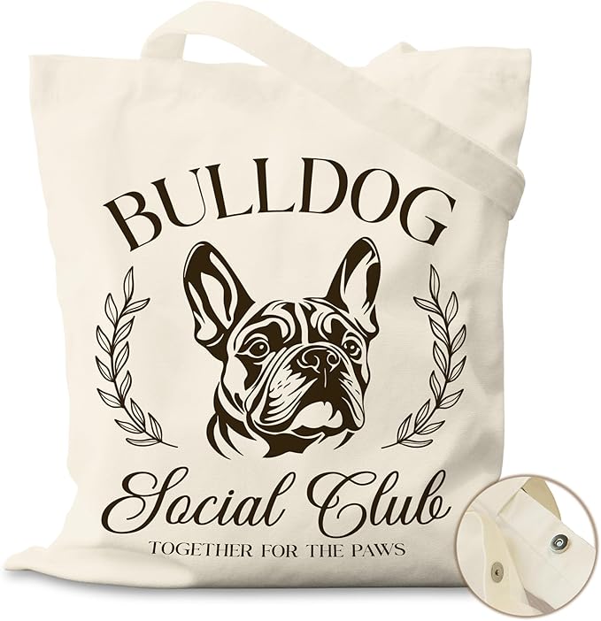 Dog Social Club Canvas Tote Bag, Travel & Daily Use, 16x14 Inch