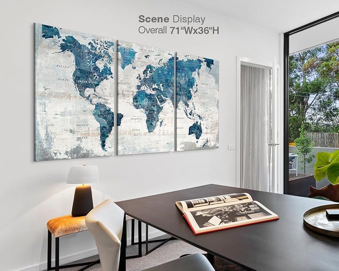 Wall Decor Living Room Home Office Wall Art Framed Blue Home Decor Large Picture House Decorations Dining Room Painting