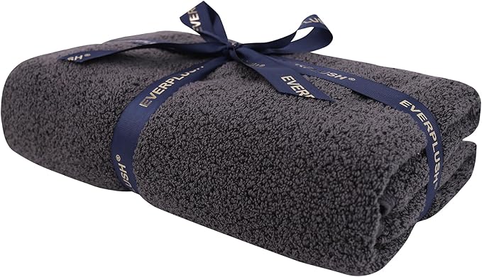Everplush Diamond Collection Oversized Bath Towel – 1 Pieces, Super Soft & Highly Absorbent, Quick-Drying, Extra Large & Thick. Perfect for Bathroom, Pool, Swimming Use (Charcoal, 30" x 56" 1PK)