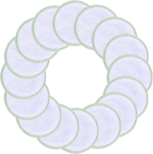 SUNLAND Reusable Makeup Remover Pads for Face,Eye,Lips 16 Pack Microfiber Face Cleansing Gloves Washable with Laundry Bag and Travel Bag Rounds Toner Pads（Round 3.15inchx16 White）