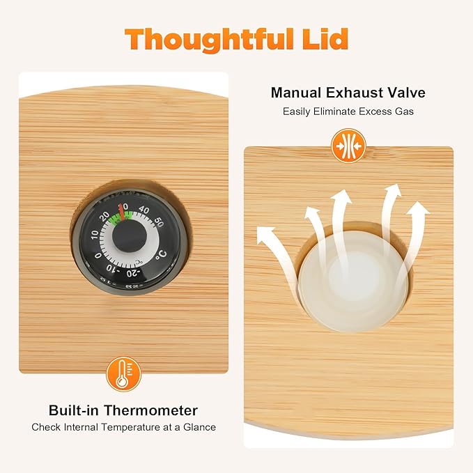 1.32gal Glass Rice Dispenser with Wooden Stand Flour and Cereal Container with Glass Measuring Cup Pantry Food Organization Storage Bin with Airtight Bamboo Lid for Coffee Beans Dry Food