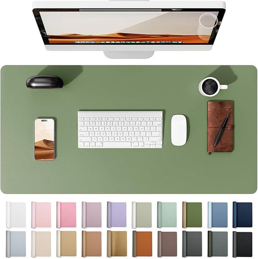 YSAGi Leather Desk Pad Protector, Office Desk Mat, Large Mouse Pad, Non-Slip PU Leather Desk Blotter, Laptop Desk Pad, Waterproof Desk Writing Pad for Office and Home (Bamboo Green, 23.6" x 13.8")
