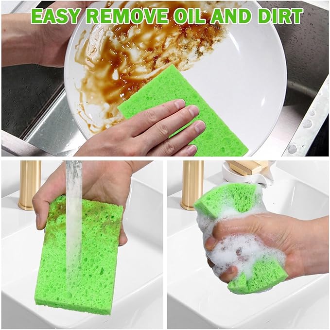 YoleShy Sponge Kitchen Natural Cellulose Sponges 10 Pack Compressed Sponges for Cleaning Reusable Dish Sponge Kitchen Non-Scratch DIY for Kids