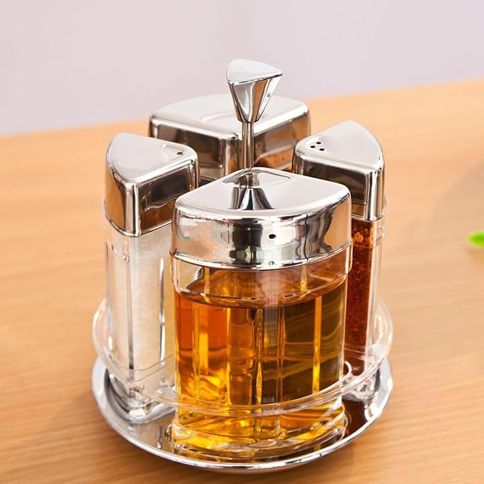 Glass Meal Prep Containers : 2X150ml 2X80ml Rotating Transparent Seasoning Containers for Oil, Salt, and Meal Essentials