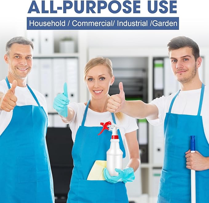 Eccliy 20 Pack 16oz Empty Spray Bottles, Leakproof Cleaning Bottles with Measurement and Adjustable Nozzle for Housekeeping, Commercial Use(White Cylinder Without Measurement,Red White)