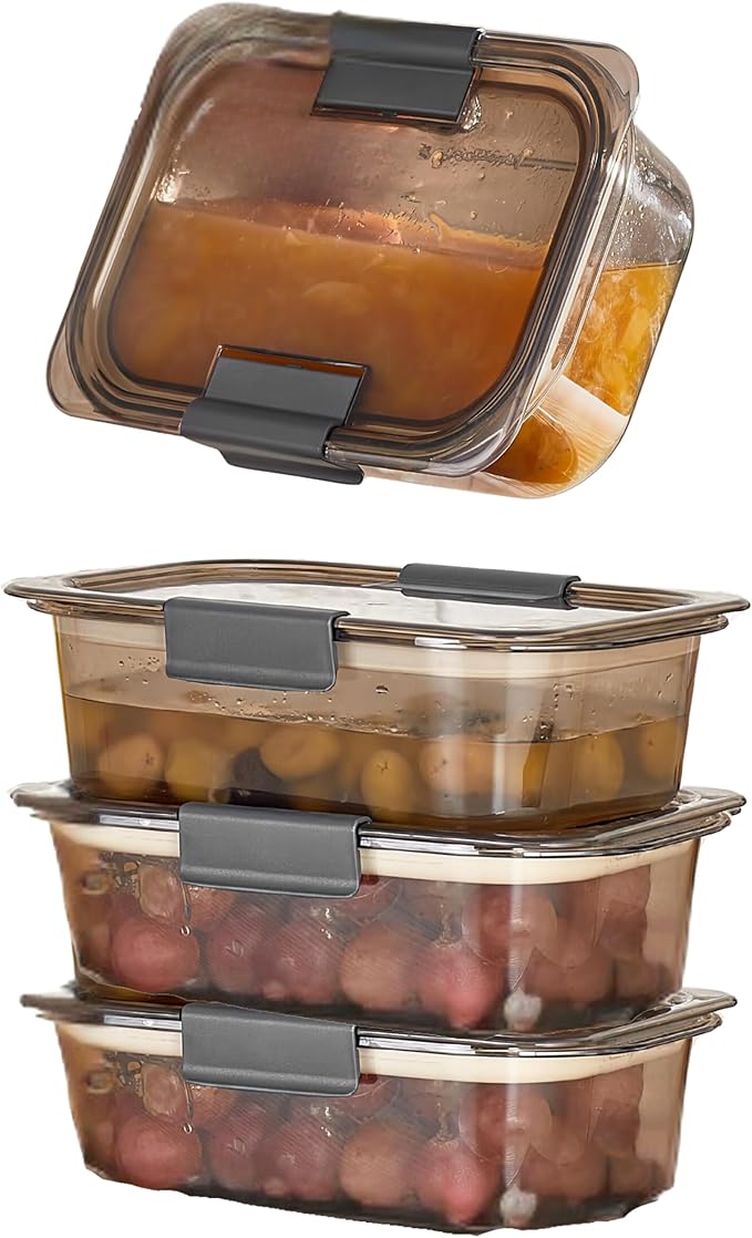 HEFA Food Storage Containers, Meal Prep Containers, Lunch Box with Airtight Lids, Kitchen Organizers and Storage for Leftovers (Obsidian, 4 Pack)