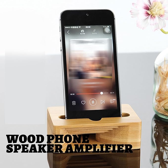Wooden Phone Holder Speaker - Stylish Desktop Mobile Stand, Wooden Phone Holder for, Hands-Free Viewing Comfort, Easy to Use Foldable Design, Phones Accessory Tool, Audio Amplifier Accessory