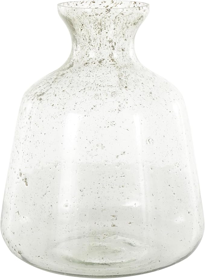 Deco 79 Glass Vase Speckled with Brown Accents, 13" x 13" x 17", Clear