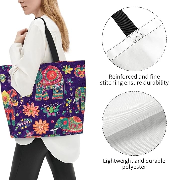 Tote Bag Shoulder Bags for Women Grocery Shopping Bag Reusable Bags Boho-Red Paisley 1