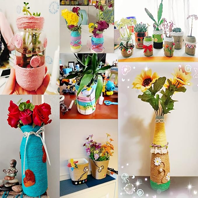 5Pcs 4mm Natural Jute Twine Rope 600 Feet Twisted Heavy Duty Thick Twine for Cat Scratching Post Tree Craft Projects Garden Home Decoration Packing Bundling (Brown-120Feet/Roll)