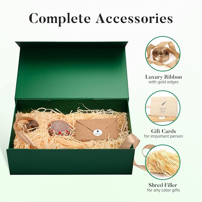 LIFELUM Extra Large Gift Box 14"x8.5"x4.5" Christmas Gift Boxes with Lids for Presents for Anniversary Wedding Proposal Birthday Gift boxes with Shredded Filler Card Ribbon