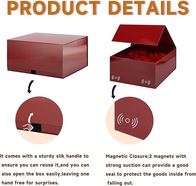 Rsgift 2 Pack Red Gift box,14x11x7 inch Packaging Gift Boxes with Lids for Valentines Day,Large Gift Boxes for Presents Birthday Christmas,Thanksgiving Day