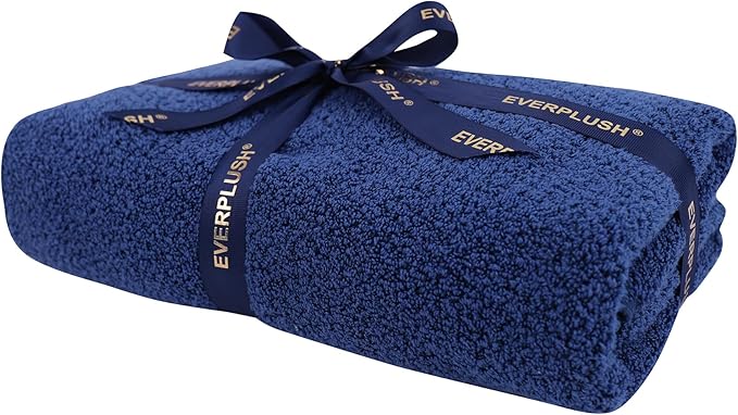 Everplush Diamond Collection Oversized Bath Towel – 1 Pieces, Super Soft & Highly Absorbent, Quick-Drying, Extra Large & Thick. Perfect for Bathroom, Pool, Swimming Use (Navy, 30" x 56" 1PK)