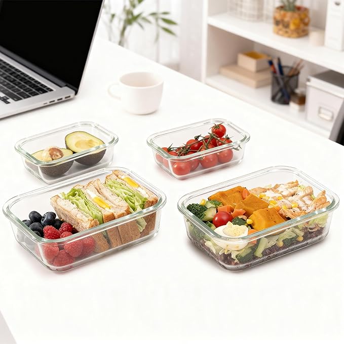 GENICOOK Airtight Glass Meal Prep Containers 15-Pack with Locking Lids, Leak-Proof Food Storage Containers Set, BPA-Free, Safe for Microwave, Oven, Freezer, Dishwasher