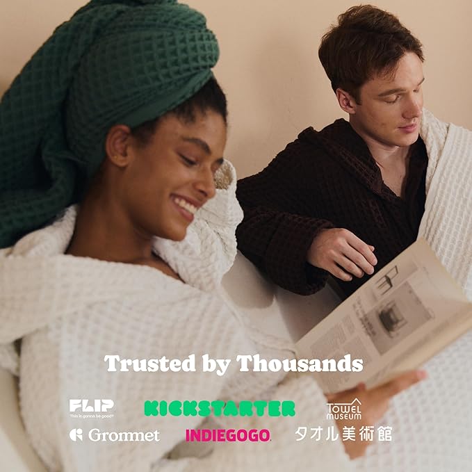 Luxury Japanese Cotton Waffle Bath Towel | Plush, Absorbent, and Quick Dry | Free Storage Bag Included (Forest Green, Complete Set (4-Piece))