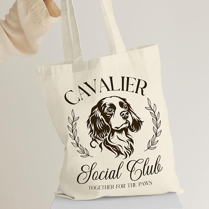 Dog Social Club Canvas Tote Bag, Travel & Daily Use, 16x14 Inch