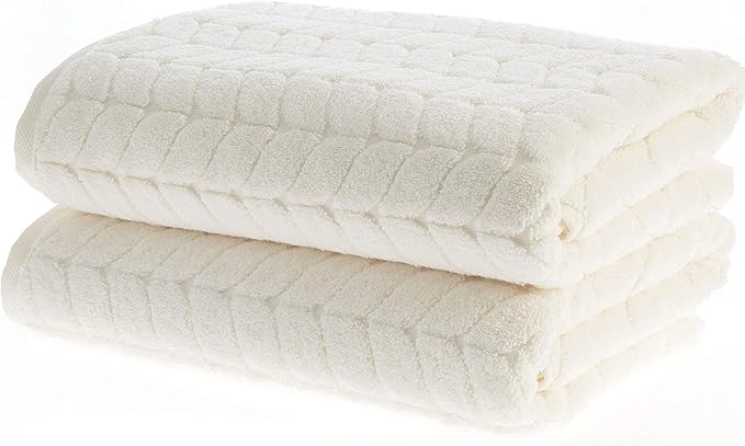 BAGNO MILANO Turkish Bath Towels, Soft Plush Jacquard Luxury Bath Towels, Quick Dry Towel Set (Cream, 4 Pcs Hand Towel Set)