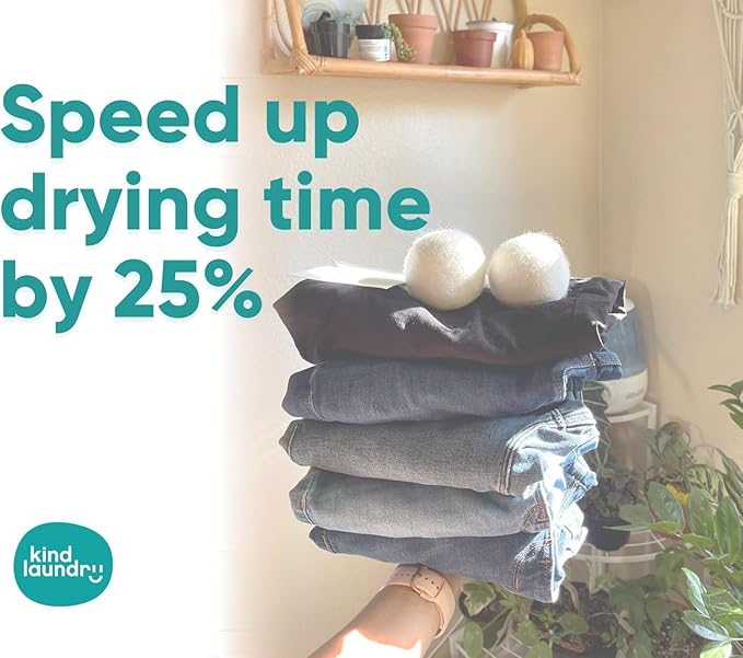 Kind Laundry - Wool Dryer Balls, Tavel Natural Dryer Balls, Pure New Zealand Wool Dryer Balls Laundry Essentials, Dryer Balls for Pet Hair Removal & Lint Collection, Pack of 3