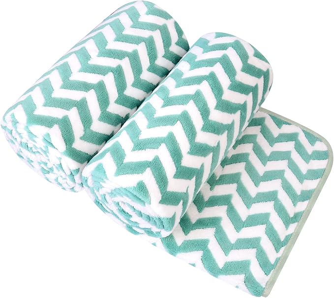 JML Microfiber Bath Towels, Large Bath Towel 2 Pack 30" x 60", Oversized, Soft, Super Absorbent and Fast Drying, Multipurpose for Sport, Fitness, Yoga, Chevron Green