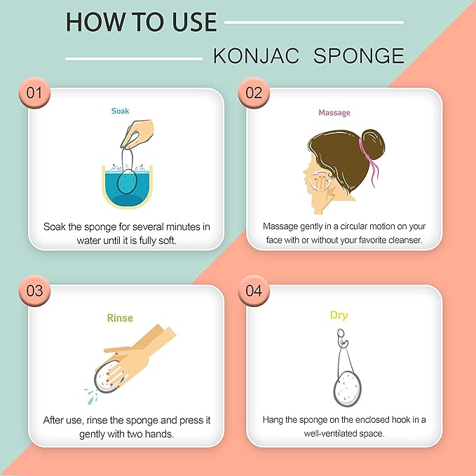 Pure SOL. Konjac Exfoliating Bath Sponge - Activate Charcoal Exfoliating Sponge – Konjac Sponge for Acne - Deep Cleansing, Clean Pores, Remove Impurities - 100% Natural and Good for All Skin Types
