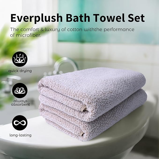 Everplush Diamond Collection Extra Large Bath Towel Sheet – 2 PK, Super Soft & Highly Absorbent, Quick-Drying, Oversized & Thick. Perfect for Bathroom, Pool, Swimming Use (Brown, 35" x 66" 2PK)