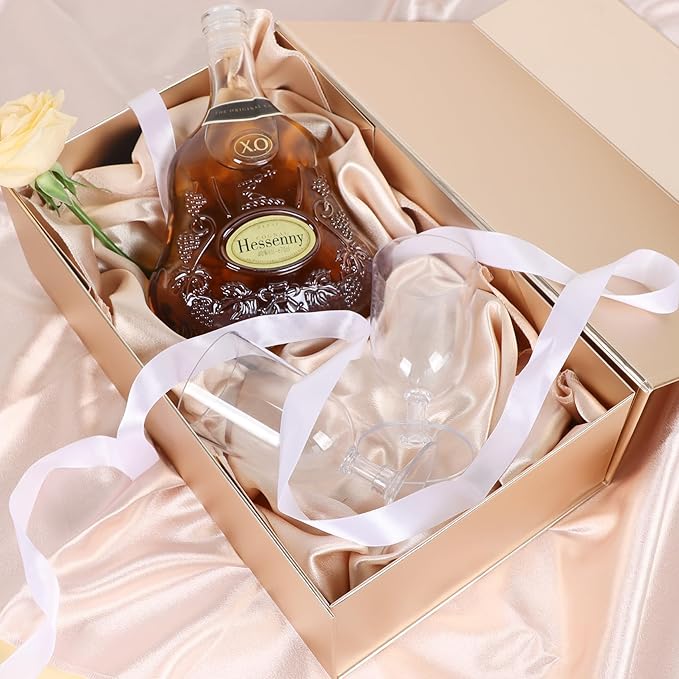 Rose Gold Christmas Gift Box with Magnetic Lid 13.8x8.3x4.4 in, Bridesmaid Groomsman Proposal Box, Large Rectangle Storage Box 1 Pack