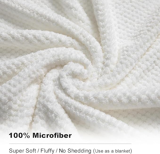 8pcs Bath Towel Set, 2 Extra Large Bath Towel Sheets, 2 Hand Towels and 4 Washcloths- Highly Absorbent Microfiber,Ultra Soft Towel Set for Bathroom,Waffle Weave Design, Pack of 8 (White)