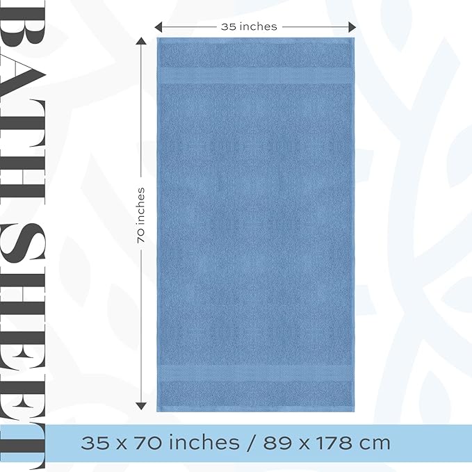 White Classic Luxury Soft Bath Sheet Towels - 650 GSM Cotton Luxury Bath Towels Extra Large 35x70 | Highly Absorbent and Quick Dry | Hotel Quality Extra Large Bath Towels Oversized, Light Blue, 2 Pack