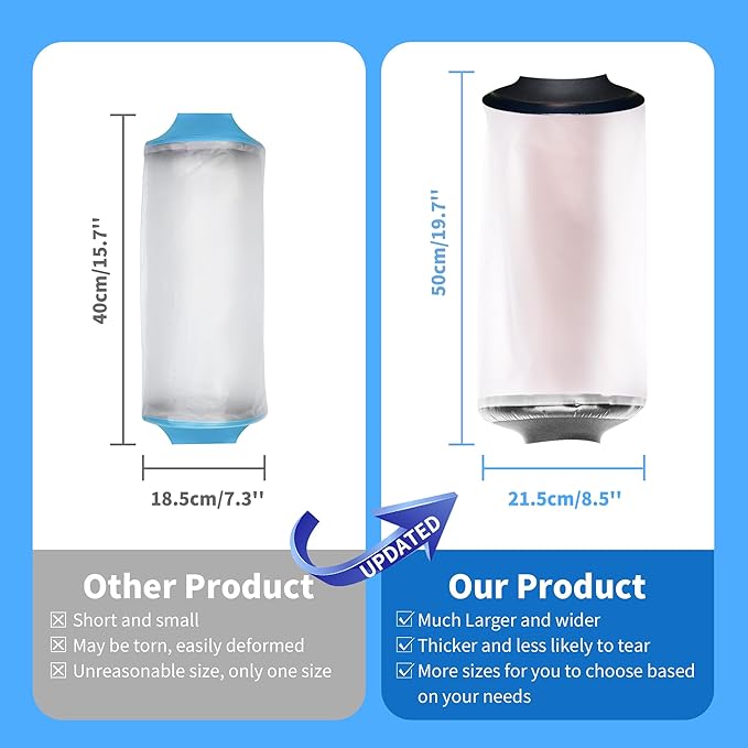 Knee Cast Cover for Shower, Waterproof Bandage and Cast Protector for Knee Replacement Surgery, Wound, Burns Watertight Protection Reusable,