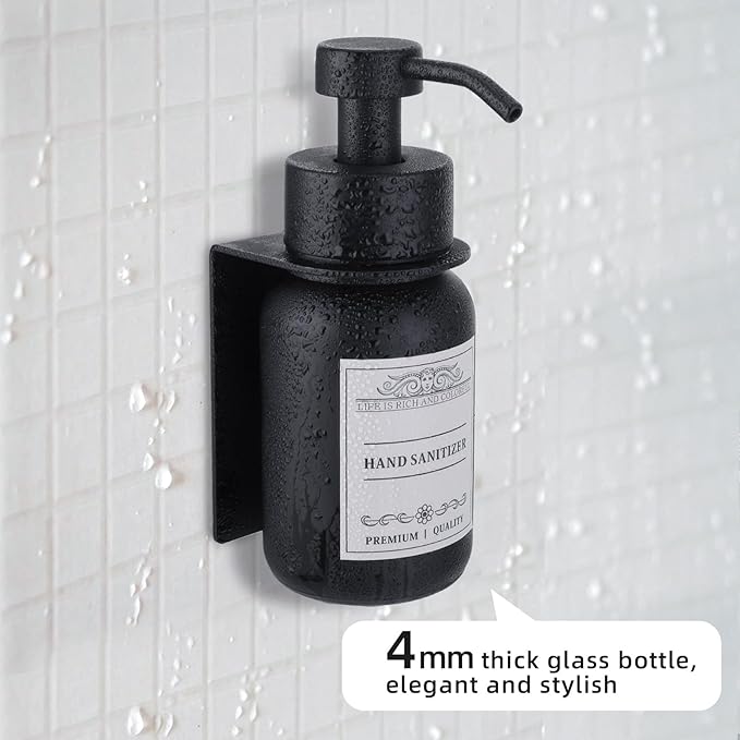 2-Pack Shower Soap Dispenser Set with Pump and Wall Mount, 8.5 Oz Soap and Lotion Dispenser Set with Waterproof Labels,Black
