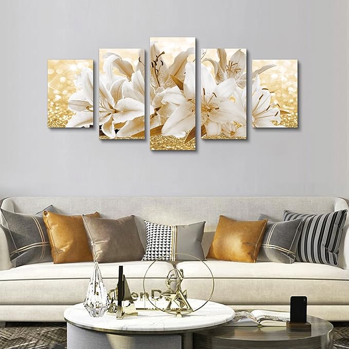 LUDUHU Arts Modern Flower Theme Wall Art - Abstract Orchid Canvas Wall Decor Flower Abstract Painting Still Life Canvas Wall Art for Home Decor (H,Oversize 80x40inch)