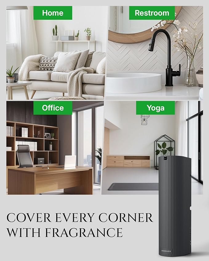 Scent Diffuser Starter Kit – Waterless Essential Oil Diffuser for Home, 1500 Sq.Ft Coverage Scent Air Machine, Smart Auto Mode Hotel Collection Diffuser with Cold Air Tech (Black)