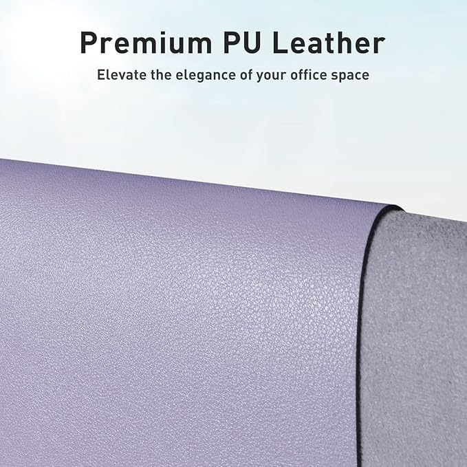 Aothia Leather Desk Pad Protector, Large Mouse Pad, Office Desk Mat, Non-Slip PU Leather Desk Blotter, Laptop Desk Pad, Waterproof Desk Writing Pad for Office and Home (23.6" x 13.7", Lavender)