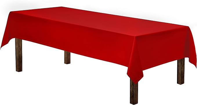 Gee Di Moda Rectangle Tablecloth - 60 x 102 Inch Red Table Cloth for 6 Foot Rectangle Table - Heavy Duty Washable Fabric - for 6 Ft Buffet Table, Holiday Party, Dinner, Wedding & Baby Shower