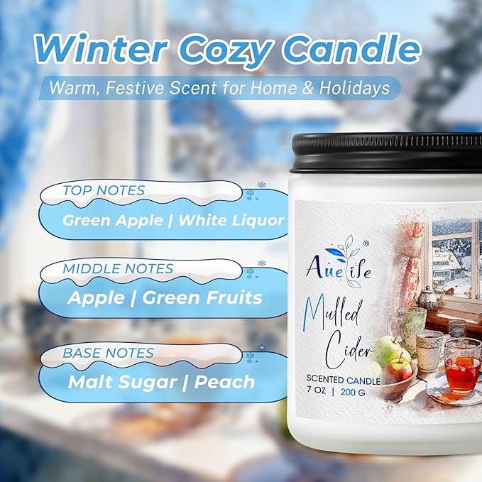 Warm & Cozy Candle | Scented Soy Candles for Home - Coffee & Vanilla Aromatherapy Candles for Relaxing Winter Nights, Holiday Gift for Women & Men, Long Lasting Christmas Home Décor Candle