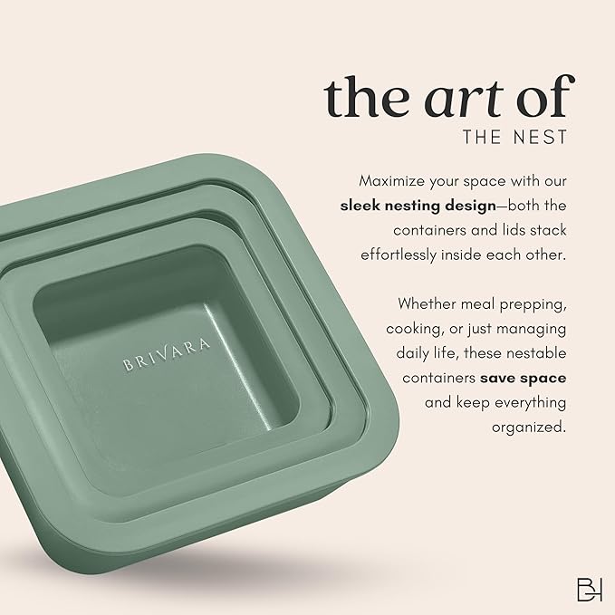 Ceramic Coated Glass Food Storage Containers | No PTFE, PFOA, PFAS, and BPA | Reusable Non Toxic Meal Prep Containers with Glass Lids | Easy To Store | 10 Piece Set [Willow]