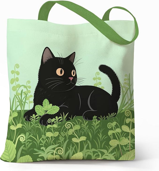 Cute Aesthetic Canvas Tote Bag for Women, Reusable Foldable Shopping Cotton Shoulder Totebag with Zipper Pocket