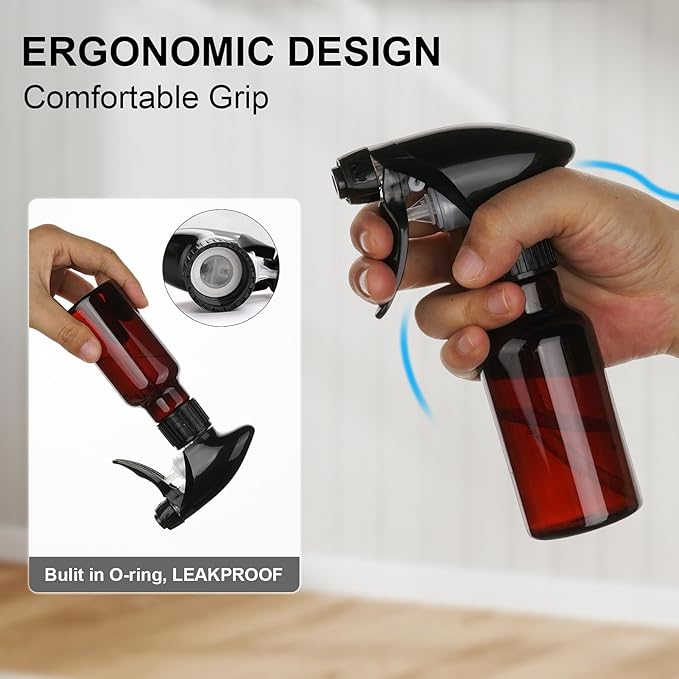 Spray Bottles 4oz/120ml Plastic Small Spray Bottle for Hair Mist/Stream Spraying Heavy Duty Empty Water Spray Bottles for Cleaning Solutions, Plants 2 Pack (Brown)