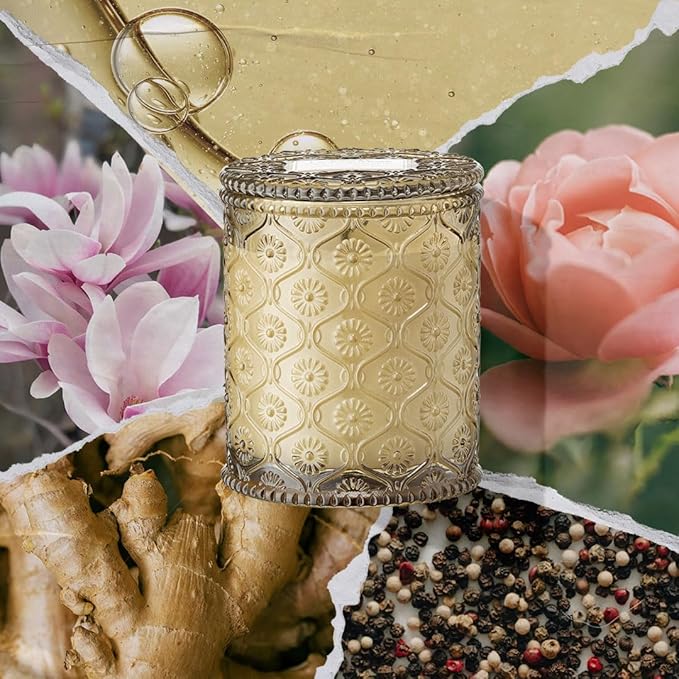 LA JOLIE MUSE Ginger & White Musk Candles | Ginger, Lemongrass & Musk | 6 oz Soy Candle | Natural Soy Wax | 40 Hours Clean Burn | Gift-Ready for Hosts & Gathering | Seasonal Home Décor