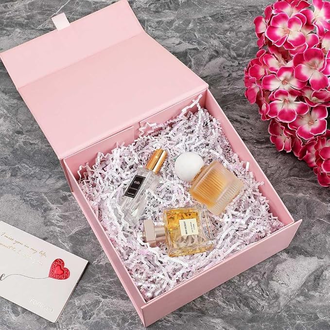 Pink Gift Box 8x8x4 Inches Small Gift Boxes for Presents with Magnetic Closure Lid Luxury Collapsible Gift Box Bridesmaid, Wedding, Birthday Boxs for Gift Packaging