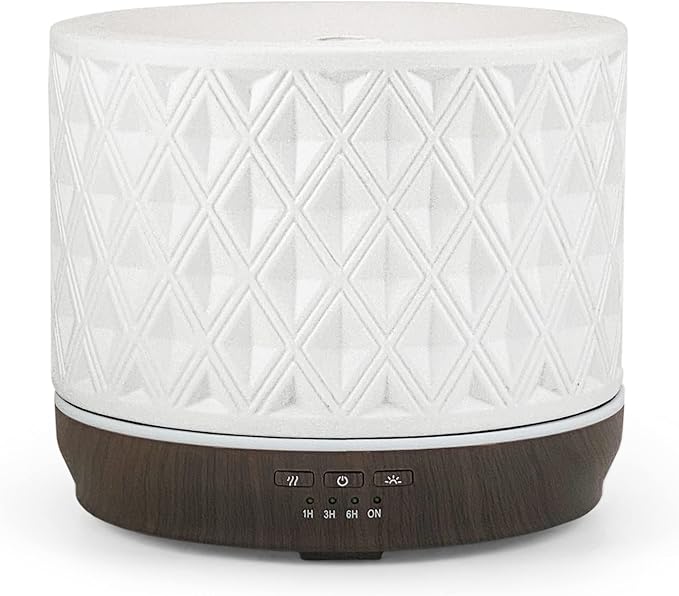 Earnest Living Essential Oil Diffusers for Essential Oils Large Room Diffuser White Ceramic Diffuser 500ml Aromatherapy Diffuser with 4 Timers 7 Night Lights and Auto Off Function for Home Gift