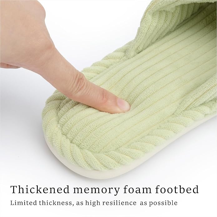 Chantomoo Slippers for Women Memory Foam House Womens Slipper Slides Home Bedroom Bathroom Spa Open Toe Corduroy Bow Slippers Cozy Comfortable