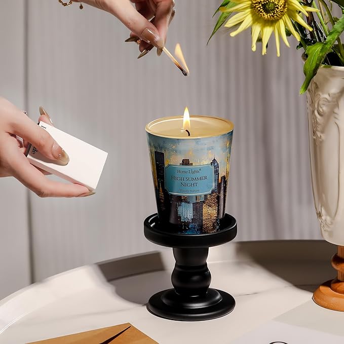 HomeLights High Summer Night Scented Candles | 6.7oz Soy Candles Industrial Chic Large Candle Jars | Ideal Candle Gifts for Events, Home Decor Stress, Relief & Relaxation
