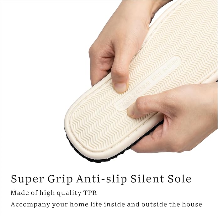 Chantomoo Slippers for Women Memory Foam House Womens Slipper Slides Home Bedroom Bathroom Spa Open Toe Corduroy Bow Slippers Cozy Comfortable