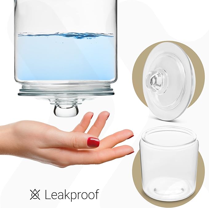 Le’raze 3pc Canister Sets for Kitchen Counter + Labels & Marker - Glass Cookie Jars with Airtight Lids - Food Storage Containers with Lids Airtight for Pantry - Flour, Sugar, Coffee, Christmas gift.