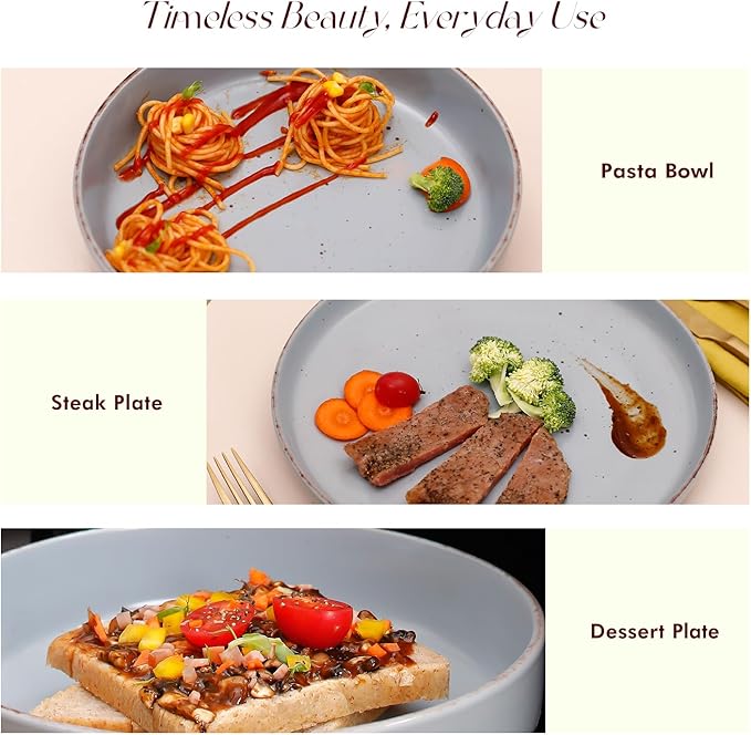 HomeVSS 20-Piece Dinnerware Set - Serves 4, Shiny Turquoise Glaze plates and bowls sets with Speckle Effect for Microwave & Dishwasher Safe