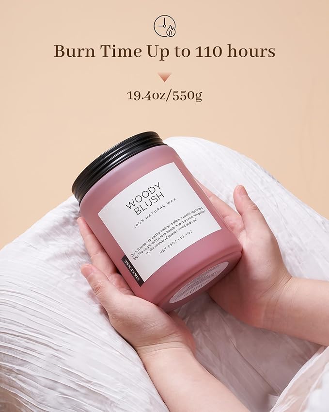 M&SENSE Rose Oud Wood Soy Candles 2 Wick, Large Scented Candles 19.4oz 110 Hour Long Lasting Burn Non Toxic Natural Luxury Aromatherapy Gifts for Women & Relaxing Spa Yoga