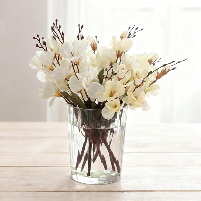 Cup-Shaped Wide Mouth Glass Vase - 7.5" Tall Transparent, Ideal for Fresh Flowers/Floating Tealights, Home Display (Living Room/Bedroom), Wedding Centerpieces & Holiday Decor