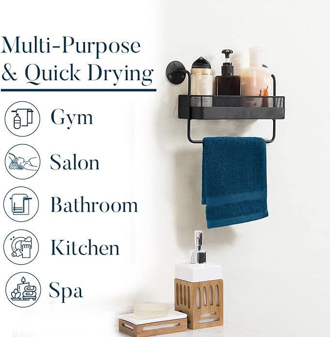 DAN RIVER 12-Pack Premium 100% Cotton Blue Opal Face Towels – Reusable Face Towel Set, Soft & Absorbent face Towel for Showering – Hand and Face Towels, 550 GSM (12x12 in)