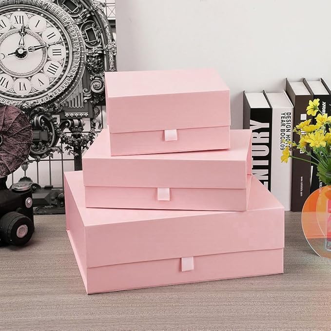 5 Pcs Pink Gift Box 8x8x4 Inches Small Gift Boxes for Presents with Magnetic Closure Lid Luxury Collapsible Gift Box Bridesmaid, Wedding, Birthday Boxs for Gift Packaging